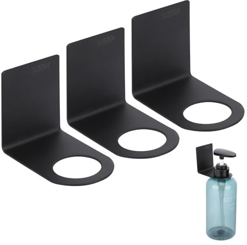 Segbeauty Porte Savon Liquide Mural, 3 Pièces 33mm Support de Distributeur de Savon, en Acier Inoxydable, sans Perçage, pour Cuisine/Salle de Bain, Noir