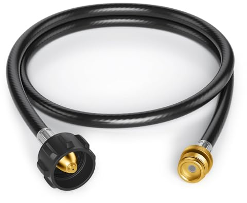 Jakivew 122 cm Propan-Adapterschlauch für 9 kg Tanks – 9 kg auf 0,5 kg Konverter mit QCC1 Armatur, passend für Coleman Herd, Buddy Heater, Blackstone Grillplatte, Weber Q Grill und mehr