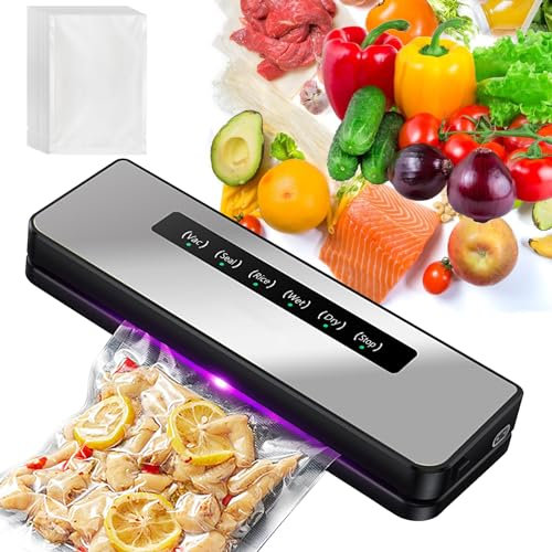 Vakuumiergerät 5 In 1, Vakuumierer Automatische, Vakumierergerät Für Lebensmittel, Folienschweißgerät Für Trockene & Feuchte Lebensmittel, Bis Zu 8x Länger Frisch Mit 30 Vakuumbeuteln