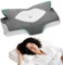 Elviros Orthopädisches Nackenkissen aus Memory Foam, Ergonomisches Kopfkissen Nackenschmerzen, für Rücken, Seiten und Bauchschläfer, Waschbarer, Kühler Kissenbezug, 64×(11,5/13)×40 cm