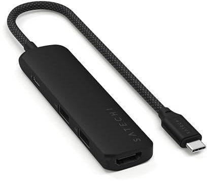 SATECHI Hub USB C 4 in 1 Slim Plus, Adattatore Multiporta con HDMI 4K, Ricarica PD da 100W, 2 Porte USB-A, per MacBook, Windows e Dispositivi USB Type-C – Nero