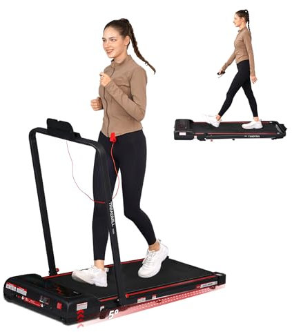 RAOO MIN Laufband für Zuhause, Walking Pad klappbar, 1-12 km/h, 0.75HP Motor, mit Fernbedienung/LED-Anzeige, Laufband mit Steigung, Ipad/Handy-Holder, leise, 100kg Max. (Orange)