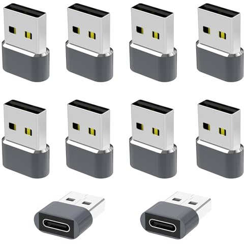 Adaptateur USB vers USB C 3.0 5Gbps Lot de 10 Convertisseur Type C Femelle vers Type A Mâle Charge Rapide Data Sync Compatible avec iPhone 17 Pro Max Air 16 15 Galaxy S26 S25 MacBook iPad Air