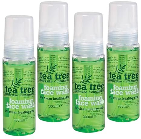 4x Tea Tree Foaming Face Wash 200ml – Peppermint Oil Daily Cleanser for All Skin Types – Deep Cleansing & Oil Control