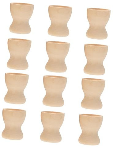 HOLIDYOYO 12piezas Hueveras De Madera para Pintar Tazas De para Niño Niña Decoración De Pascua Suministros De Fiesta Infantil