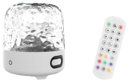 Kueohse Wave Cordless Projector Light with 16Color Effects,Night Lights LED Northern Lights Projector,Built-in Bluetooth Speaker