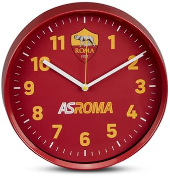 Seven AS Rom Quarz-Wanduhr mit Uhrwerk, Geschenkidee für Kinder und Erwachsene, blau, Fußball-Fans