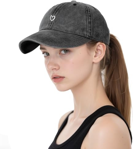 SEFIRST Pferdeschwanz Baseball Cap Kappe Damen Verstellbare Baseballkappe Vintage Mützen Sonnenschutz Basecap Mit Zopf Loch, Schildkappe Damen (DE/NL/SE/PL, Numerisch, 54, 60, Schwarz)