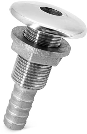 Borddurchlass Edelstahl 3/8 Zoll Verschraubung Boot Durchbruch Borddurchbruch - 58mm Anschluss Universelle Bootsdurchführung mit Kontermutter Marine Entlüftung Schlauchanschluss für Boote, Yachten