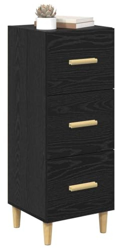vidaXL Sideboard Black oak 34.5 x 34 x 90 cm Engineered wood, Living Room, Rectangular Sideboard, Modern Storage Unit, Engineered Wood Cabinet, Stylish Household Organizer, Compact Design