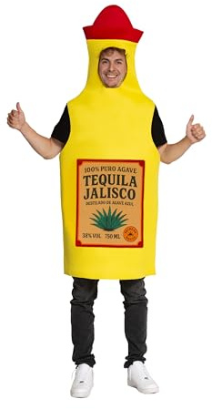 Partychimp Tequila Kostüm Erwachsene, Flaschen Kostüm Unisex Lustig, Trink Kostüm für Herren & Damen, Witziges Party Outfit für JGA, Karneval, Mottoparty & Festival, Einheitsgröße