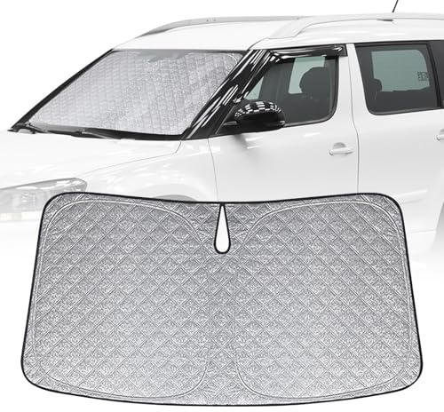 Auto Frontscheiben Sonnenblende Ersatz für Skoda Yeti 2009-2017 | Faltbarer Sonnenschutz für Auto Windschutzscheibe, um 99% UVR zu Blockieren und Ihr Fahrzeug Kühler zu Halten