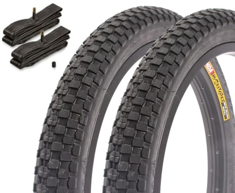 Kenda K-Rad BMX Reifen Set 20 x 2,35 Zoll – ca. 650 g – Drahtreifen – breites Profil – inkl. Kenda Schläuche AV – Park & Street – schwarz