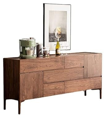 TEESONG Sideboard Buffet Schrank Schwarz Walnuss Sideboard Japanischer Stil Massivholz Ablagetisch Große Kapazität Möbel Geeignet Für Restaurants Und Cafés Lebensmittel Speisekammer Schrank