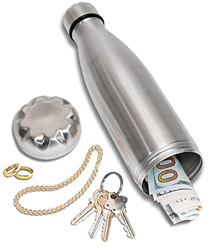 Stash-it, borraccia Diversion in acciaio inox con nascondiglio per denaro, esca discreta per viaggi o a casa, il fondo si svita per riporre i tuoi oggetti di valore