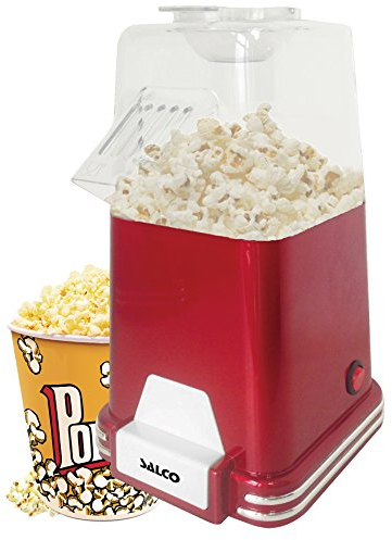 Salco Máquina de Palomitas | Retro Popcorn Maker con diseño años 50 | Tecnología de aire caliente | Sin aceite y sin grasa | 1100W | Preparación rápida | Rojo
