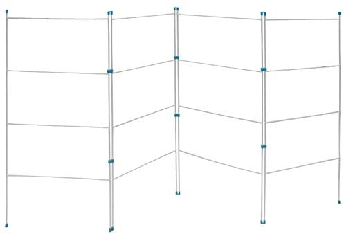 BARGAINS-GALORE 4 Fold Clothes Airer Drying Rack - Indoor & Outdoor Use, Flat Foldable Washing Line, Non Slip Feet, Space Saving | H 110 X W 207 Cm