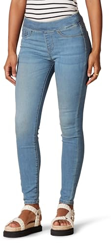 Amazon Essentials Damen Stretch-Schlupf-Jeggings mit mittlerer Leibhöhe - Auslaufmodell, Helle Waschung, 44 Kurz