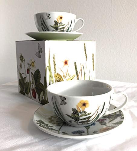 GILDE Porzellan 4tlg Tasse+ Teller Wild Flowers