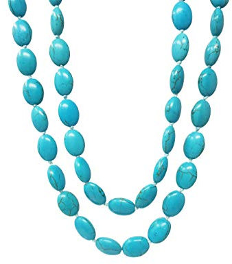 Treasure Bay Stunning Turquoise Gemstone Necklace for Women 120cm Long Sweater Chain Necklace