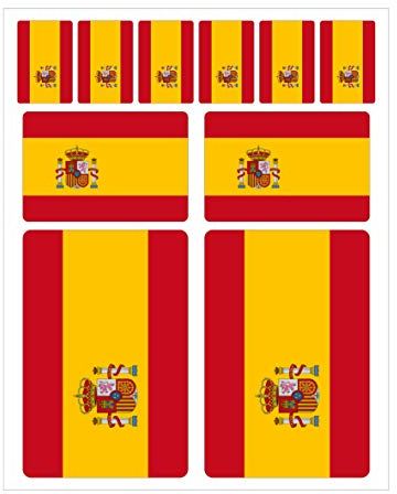 Generisch 10 Stück Flaggen Aufkleber Spanien Set | Sticker Spain Autoaufkleber