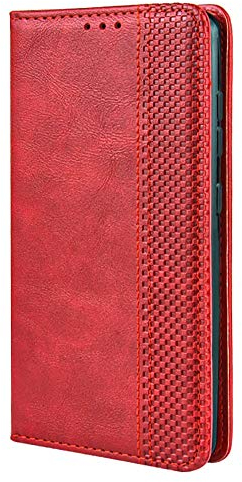 TANYO Leder Folio Hülle für LG Velvet 4G / 5G, Premium Flip Wallet Tasche mit Kartensteckplätzen, PU/TPU Lederhülle Handyhülle Schutzhülle - Rot