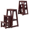 RELAX4LIFE 2 in 1 Sgabello Scaletta in Legno a 3 Gradini, Richiudibile per Cucina, Camera da letto, Ufficio, Negozio (Marrone Scuro)