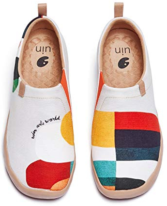 UIN Hold That Color Damen Wanderschuhe Bemalte Slip On Schuhe Gemütlich Reise Schuhe Leicht Loafer Schuhe Canvas(42)