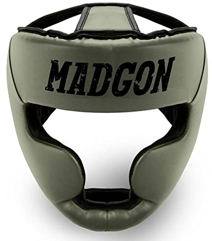 MADGON Casque Boxe Absorbe Parfaitement Les Chocs – Casque Boxe Pro Intégral – Bonne Vision et Transpiration Minime - Casque pour Arts Martiaux, MMA, Boxe, Kick-Boxing et Sparring - Sac Inclus