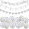 Fangleland 30th Anniversary Decorations Pearl, 30th Silver Wedding Glitter Banners, 30th Anniversary Bunting Flag and Balloons for Anniversary Party Supplies