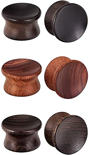 Longbeauty 6 Stk Ohr Plug Flesh Tunnel Set Double Flared Ohr Expander Piercing Schmuck in 3 Farben, 20mm