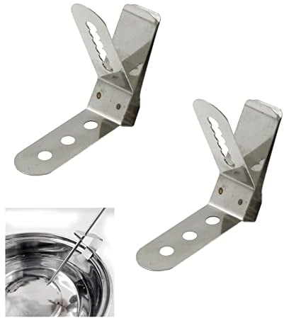 Termómetro Barbacoa Pinza Fija Soporte - Acero Inoxidable Suministros con 3 Agujeros Fijación Aptas para el Lavavajillas Parrilla Horno Monitor de Temperatura, 2 pcs, Plateado