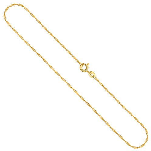 Singapurkette Gold 1.2 mm Goldkette Damen Echt Gold, Kette Gold mit Stempel, Halskette Damen mit Federring, Länge 90 cm, Gewicht ca. 2 g