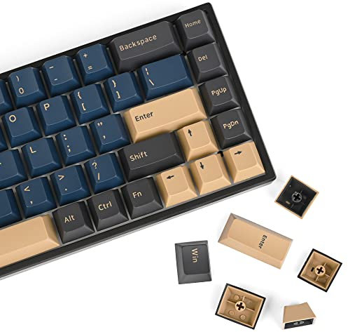 Guffercty kred XDA Profile Minimalist White Keycaps 75 Percent Dye-sub PBT Keyboard Caps with ISO Keys for MAC 60% 65% 75% 96% Mechanical Keyboard (Minimalist-A Japanese) (Blue Samurai)