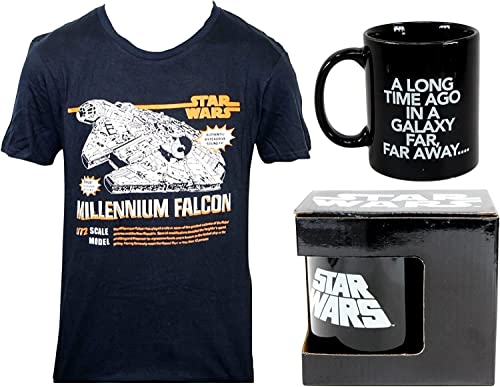 Star Wars Bundle – 2-teiliges Geschenkset – Millenium Falcon T-Shirt Medium & Far Far Away Tasse 350 ml
