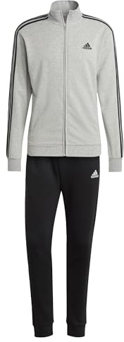 adidas Men's Basic 3-Stripes French Terry Track Suit, Medium Grey Heather/Black, XL