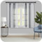 MRTREES Vorhang Küche Stores Gardinen Kurz Grau und Weiß Vorhänge Voile Halbtransparent Gardinen mit Kräuselband 2 Set 160x140 cm Fenstergardinen Streifen