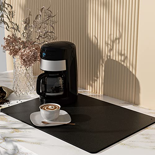 Gleitbrett Unterlage für Kaffeemaschine,Abtropfmatte Geschirr,Anti-Rutsch Silikonmatte Feuerfeste Tampermatte,Trockenmatte Matte für Kaffeevollautomat Mikrowelle Backofen Toaster (L: 50x60x0.4cm)
