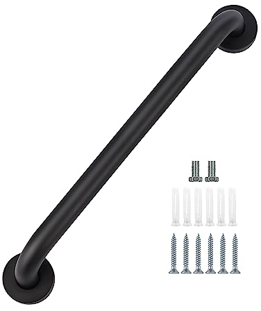 YF Dusche Haltegriff, 60 cm Edelstahl Badezimmer Haltegriff Bar, Schwarz Anti-Rutsch Dusche Haltegriff Bar Dusche Bad Handle Hand Rail Support Dusche Toilette Hilfe Balance Bar