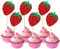 24 Stück Erdbeere Tortendeko, Glitzer Obst Thema Cupcake Toppers Strawberry Torten Deko für Baby Dusche Kinder Jungen Mädchen Geburtstag Party Kuchen Dekorationen Rot