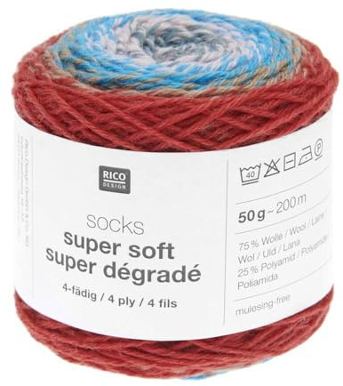 Rico Design Socks Super Soft Super Farbverlaufswolle 4 Fäden