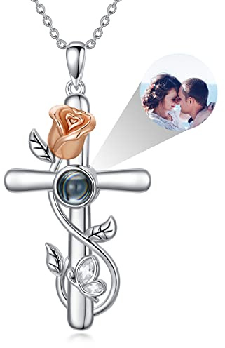 Dorunmo 925 Sterling Silber Personalisierte Foto ich liebe dich Halskette 100 Sprachen Projektion Anhänger Schmuck Geschenk für Mutter Frauen Muttertag