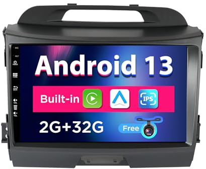 SXAUTO Android 13 IPS Autoradio für Kia Sportage (2010-2015) - Eingebaut CarPlay/Android Auto - Rückfahrkamera KOSTENLOS - 2G+32G - Lenkradsteuerung DAB Fast-Boot WiFi - 2 Din 9 Zoll