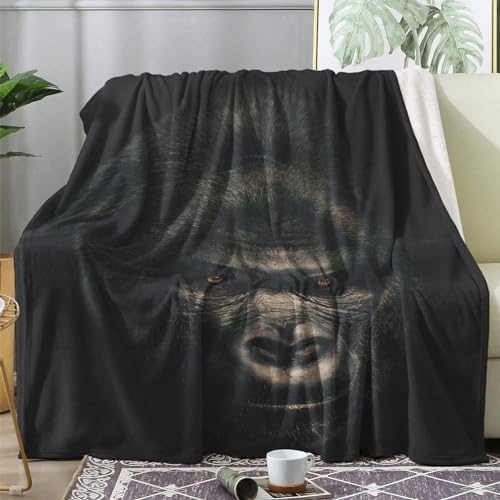 ECOTOS Kuscheldecke 150x200 Schimpanse Flauschige Decke Gorilla Fleecedecke Sofadecke Couchdecke, Flanell Decken Blanket, Große XL Wohndecke Winter Warm Weich