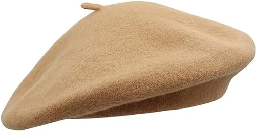 COSHAL® Baskenmütze für Erwachsene aus Wolle, für Herren und Damen, französischer Stil, einfarbig, klassische Farbe, Unisex, weich, warm, Outdoor, Vintage, Künstler, Beanie, Unisex-Kappe, beige, One