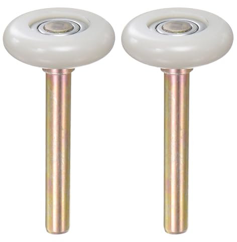 QUARKZMAN 2pcs 1.8 Roulettes de porte de garage en nylon pour rail de garage de 2, tige de 3.3 Roulettes de porte garage silencieuses, roulement de précision 6200zz à 11 billes,blanc