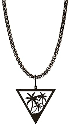 Dustill Palmen-Dreieck Halskette Herren Schwarz Edelstahl I 60 cm I 2,5 mm I (Palmen-Dreieck)