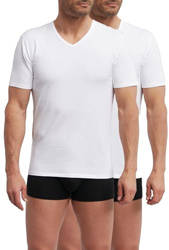 Dim Camiseta Termorreguladora Algodón Cuello de pico Dim Sport Hombre x2, Blanco, M