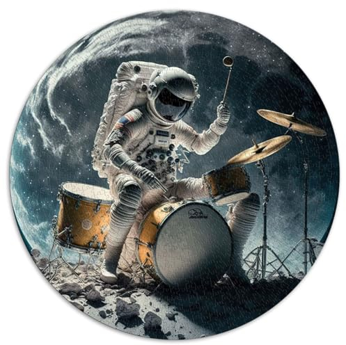 Astronaut spielt Schlagzeug Puzzles 1000 Teile Puzzles aus Pappe als Geschenk für Kinder ab 12 Jahren als Geschenk für die ganze Familie und die 67,5 x 67,5 cm