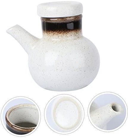 LIFKOME 1stk Essigtopf Aus Keramik Küchenhelfer Gewürzhalter Ölausgießer Retro-öl Ölkanister Japanischer Ölspender Keramik Essigflasche Öl-essig-krug Haushalt Kleine Flasche Sojasauce Weiß